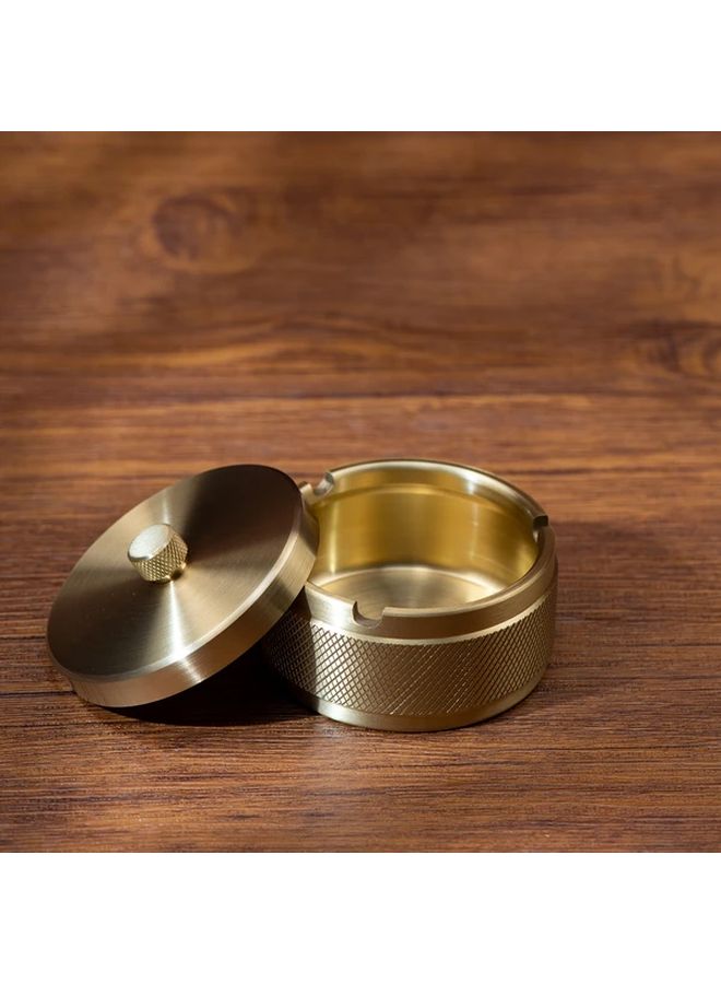 منفضة سجائر من النحاس الأصفر بغطاء، صينية مكتب وسيارة متينة، بتصميم صيني تقليدي - Image 4